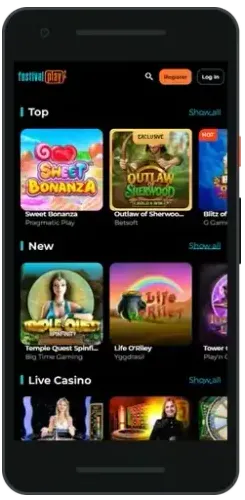 FestivalPlay app on a smartphone
